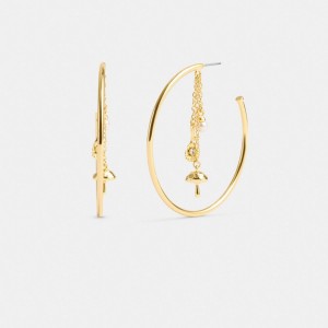 Aretes Coach Garden Charms Hoop Mujer Doradas | CL_CH97500