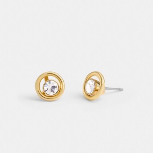 Aretes Coach Halo Round Stud Mujer Doradas | CL_CH60026