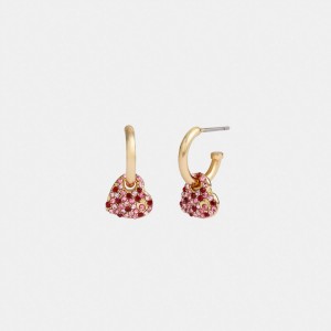 Aretes Coach Pavé Heart Huggie Mujer Doradas Rosas | CL_CH22472