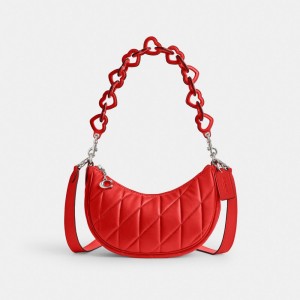 Bolsa De Hombro Coach Mira With Pillow Quilting And Heart Strap Nappa Leather Mujer Plateadas Rojas | CL_CH63298