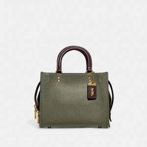 Bolsa De Hombro Coach Rogue 25 In Regenerative Leather Glovetanned Leather Mujer Verde Naranjas | CL_CH27150