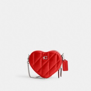 Bolsas Hombro Coach Heart 14 With Pillow Quilting Nappa Leather Mujer Plateadas Rojas | CL_CH30668