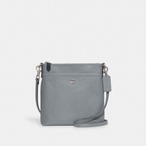 Bolsas Hombro Coach Kitt Messenger Crossgrain Leather Mujer Gris Azules | CL_CH80658