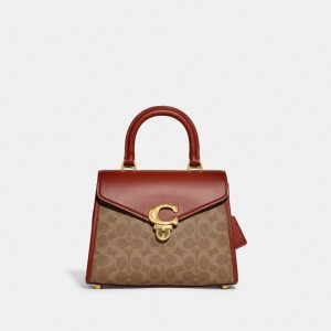 Bolsas Hombro Coach Sammy Top Handle In Signature Mujer Marrones Rojas | CL_CH52600