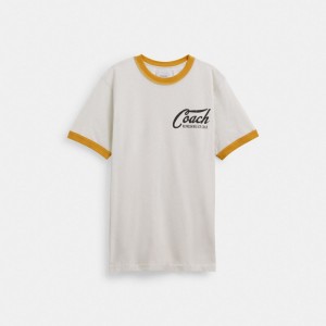 Camiseta Coach Ringer Hombre Blancas | CL_CH35754