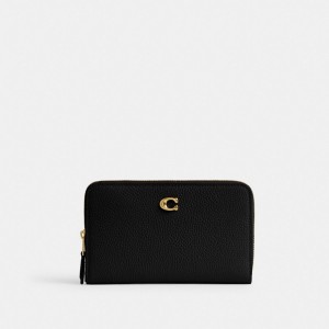 Carteras Grandes Coach Essential Medium Zip Around Brass Mujer Negras | CL_CH56798