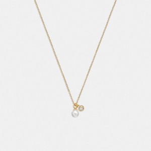 Collar Coach Classic Pearl Pendant Mujer Doradas | CL_CH26746