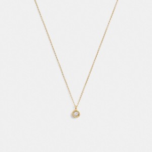 Collar Coach Halo Round Pendant Mujer Doradas | CL_CH30215