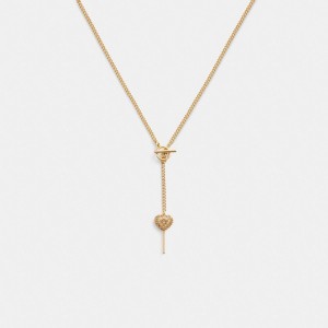 Collar Coach Heart Lollipop Lariat Mujer Doradas | CL_CH52113