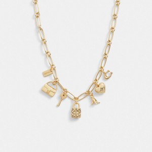 Collar Coach Iconic Charm Chain Mujer Doradas | CL_CH74314