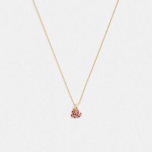 Collar Coach Pavé Heart Pendant Mujer Doradas | CL_CH73378