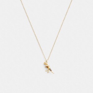 Collar Coach Skeletal Rexy Pendant Mujer Doradas | CL_CH77424