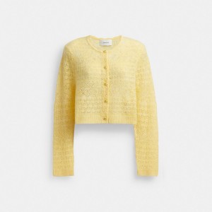 Cárdigan Coach Lace Knit Mujer Amarillo | CL_CH74946