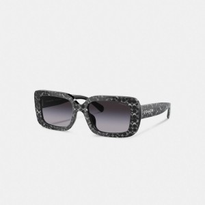 Lentes de Sol Coach Signature Oversized Rectangle Pearlized Signature Mujer Plateadas | CL_CH56021