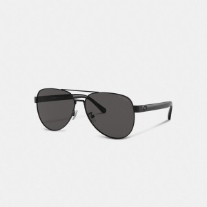 Lentes de Sol Coach Wire Frame Pilot Hombre Negras | CL_CH47236