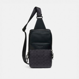 Mochilas Coach Gotham Pack In Signature Hombre Negras | CL_CH68859