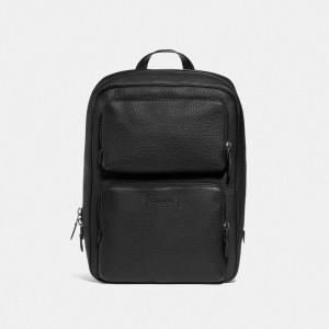 Mochilas Coach Gotham Pebbled Leather Hombre Negras | CL_CH36236