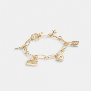 Pulseras Coach Iconic Charm Chain Mujer Doradas | CL_CH86127