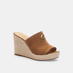 Sandalias Coach Gloria Wedge Coconut Mujer Marrones | CL_CH89011