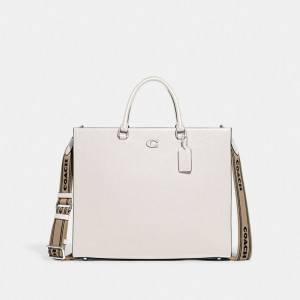 Tote Coach Tote 40 With Signature Canvas Chalk Mujer Blancas | CL_CH38545