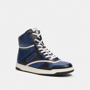 Zapatillas Coach C202 High Top Hombre Azules Oscuro | CL_CH43204