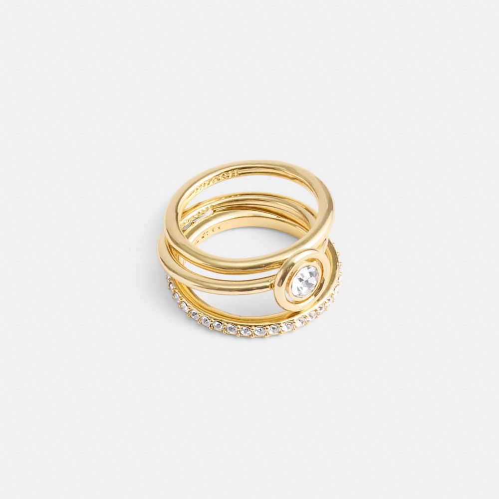 Anillo Coach Halo Round Set Mujer Doradas | CL_CH47914