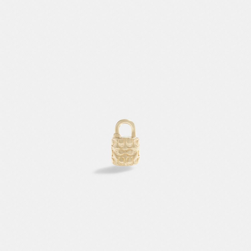 Aretes Coach 14 K Quilted Signature Padlock Single Stud Mujer Doradas | CL_CH37577