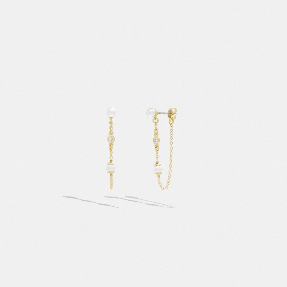 Aretes Coach Classic Pearl Chain Mujer Doradas | CL_CH97114