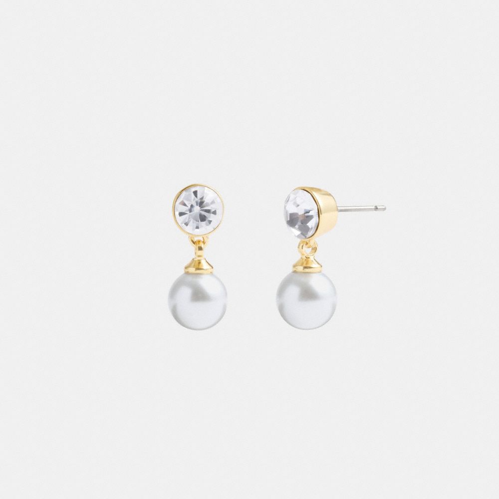 Aretes Coach Classic Pearl Drop Mujer Doradas | CL_CH14816