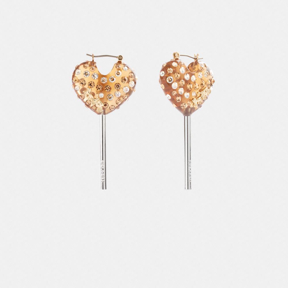 Aretes Coach Heart Lollipop Mujer Plateadas Doradas | CL_CH68271