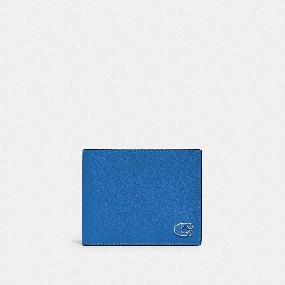 Billeteras Coach 3 In 1 Wallet With Signature Canvas Interior Crossgrain Leather Hombre Azules | CL_CH43983