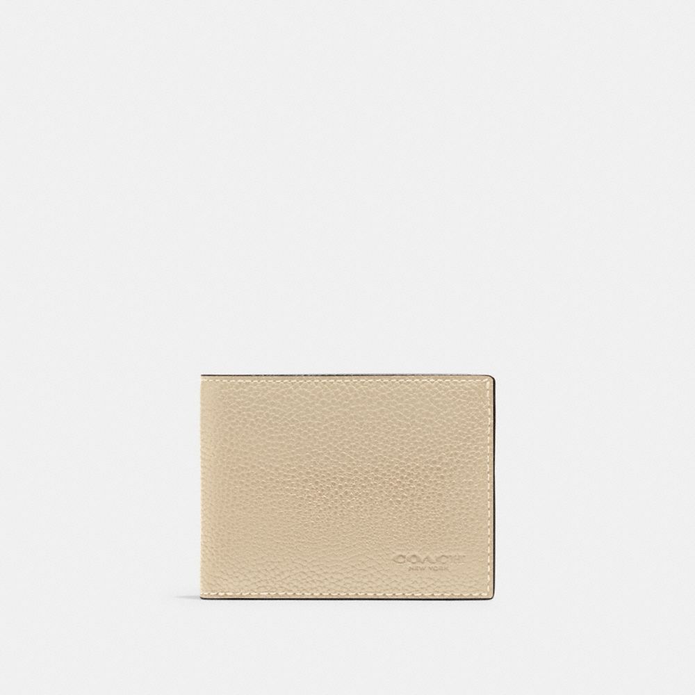 Billeteras Coach Slim Billfold Wallet Polished Pebble Leather Hombre Blancas | CL_CH97886