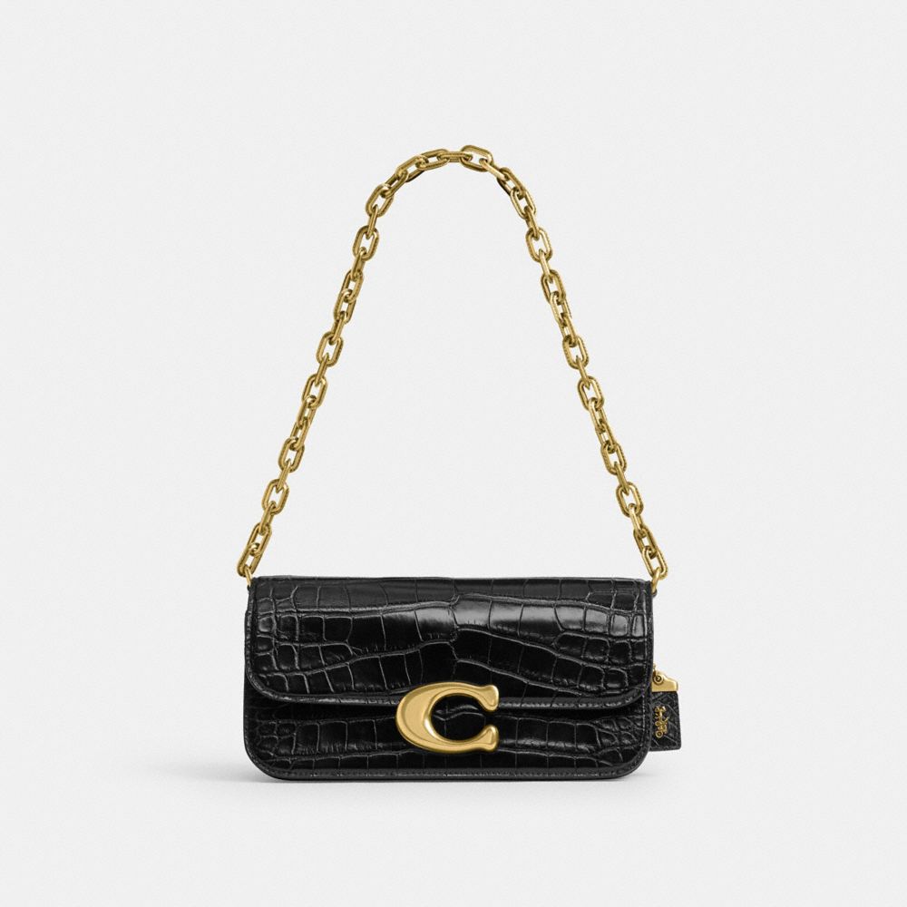 Bolsa De Hombro Coach Idol 23 In Alligator Brass Mujer Negras | CL_CH64131