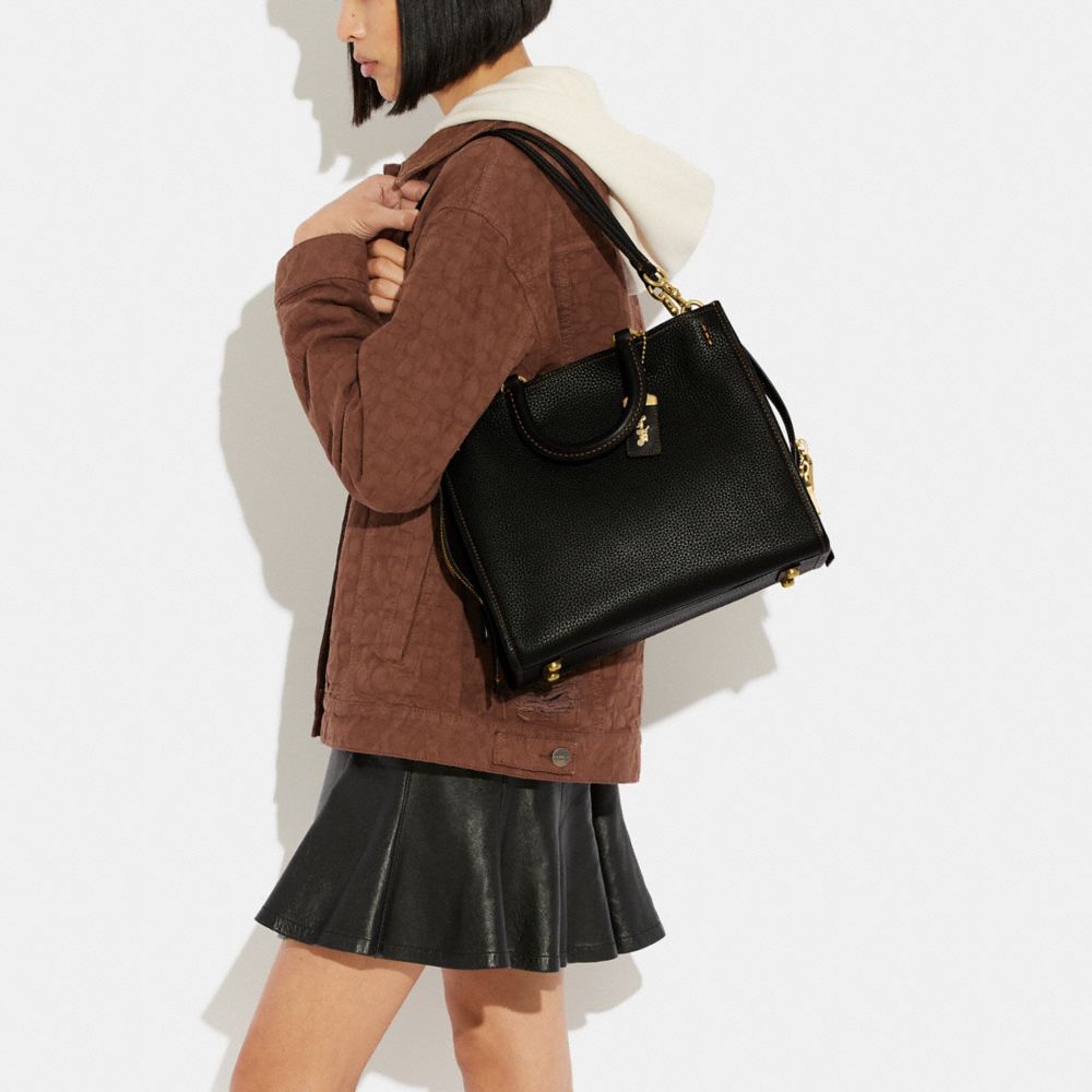 Bolsa De Hombro Coach Rogue In Regenerative Leather Pebble Leather Mujer Negras | CL_CH38336