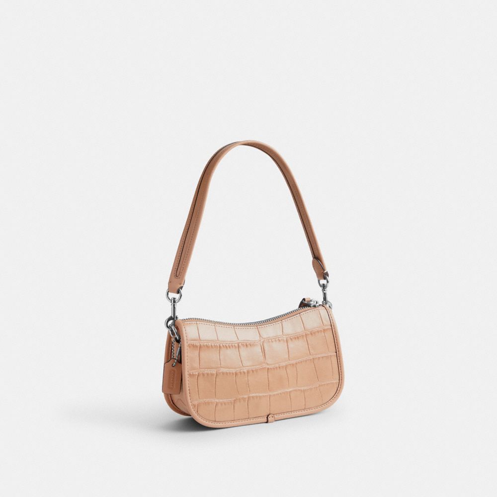 Bolsa De Hombro Coach Swinger 20 Croc Embossed Leather Mujer Plateadas | CL_CH53981