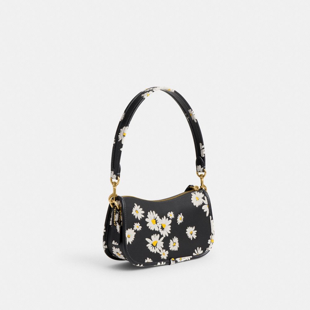 Bolsa De Hombro Coach Swinger 20 With Floral Print Brass Mujer Negras Multicolor | CL_CH49336