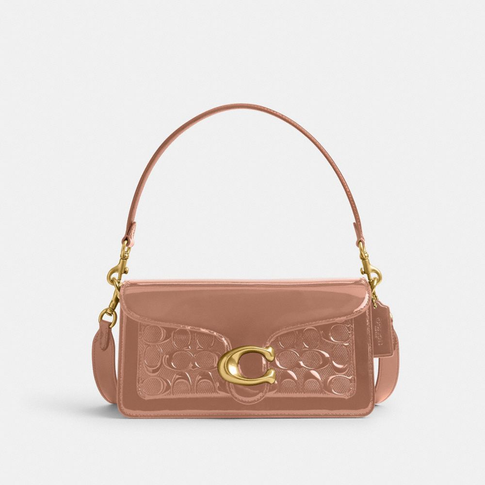 Bolsa De Hombro Coach Tabby 26 In Signature Leather Patent Leather Mujer Marrones | CL_CH93417