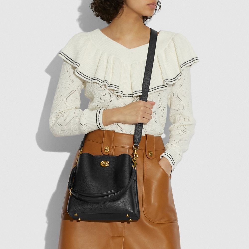 Bolsa De Hombro Coach Willow Bucket Pebble Leather Mujer Negras | CL_CH85256