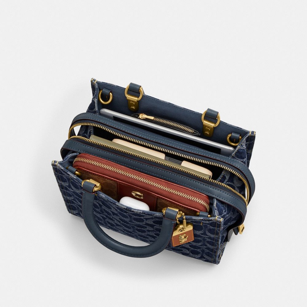 Bolsa de Mano Coach Rogue 25 In Signature Denim Brass Mujer Azules | CL_CH24805