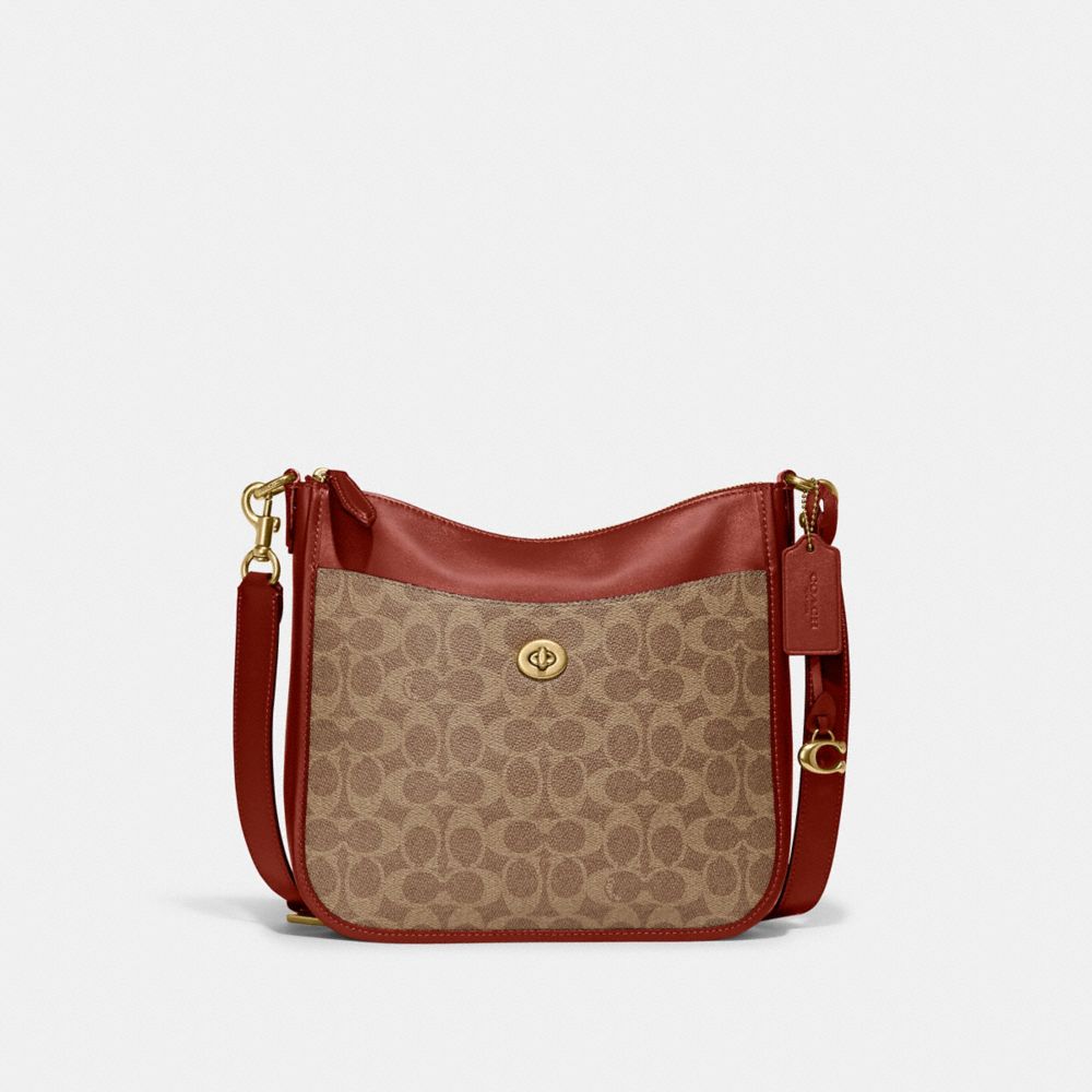 Bolsas Hombro Coach Chaise In Signature Canvas Brass Mujer Marrones Rojas | CL_CH31002