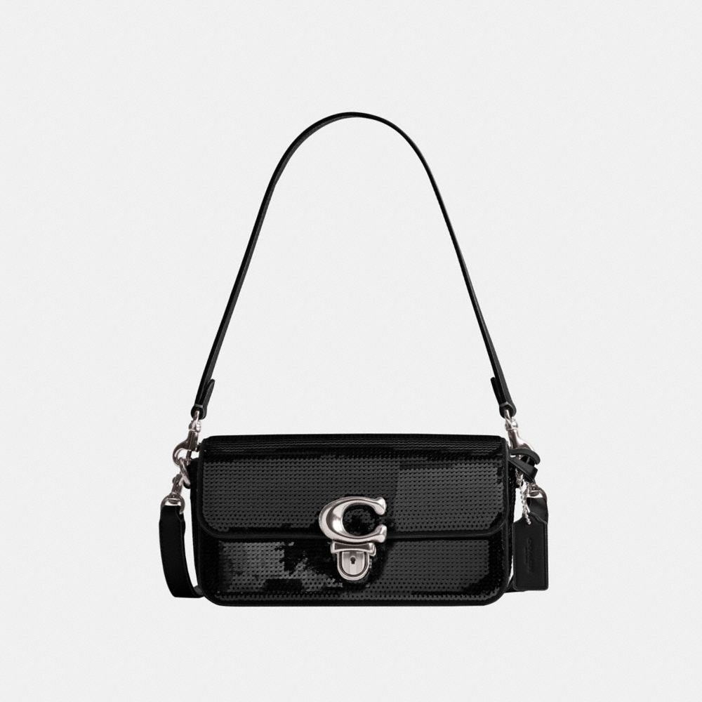 Bolsas Hombro Coach Studiouette With Sequins Calf Leather Mujer Negras | CL_CH78666