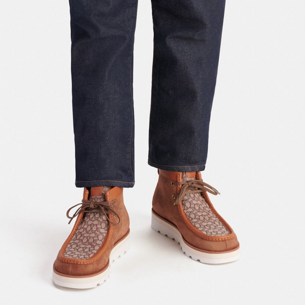 Botas Coach Chukka In Micro Signature Jacquard Hombre Marrones | CL_CH19043