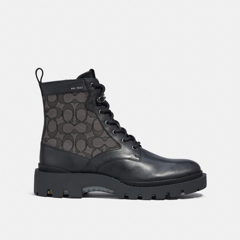 Botas Coach Citysole Lace Up In Signature Jacquard Hombre Negras | CL_CH28059