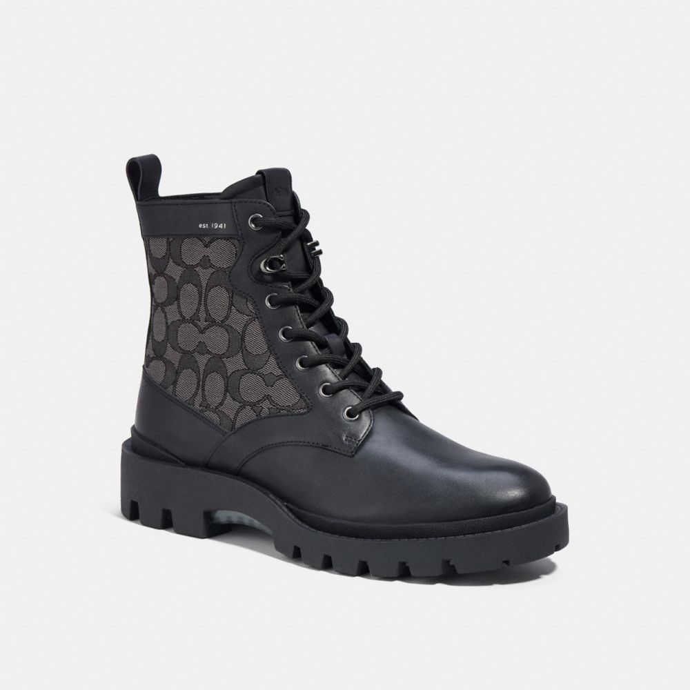 Botas Coach Citysole Lace Up In Signature Jacquard Hombre Negras | CL_CH28059