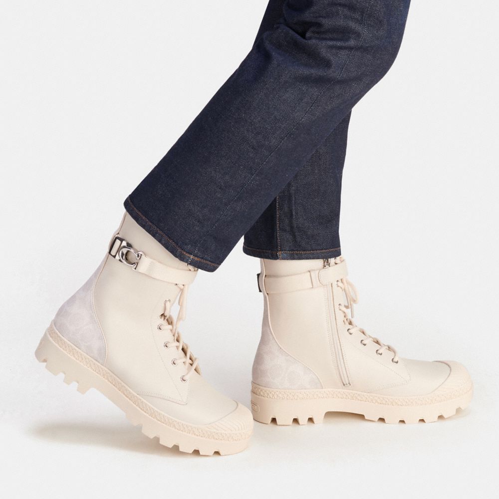 Botas Coach Tucker With Signature Canvas Chalk Hombre Blancas | CL_CH45314