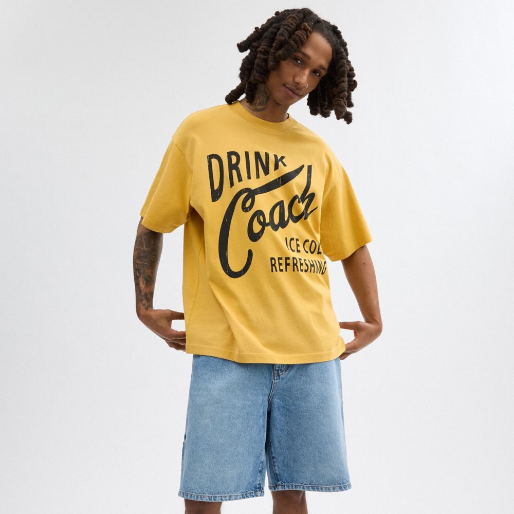 Camiseta Coach Americana Hombre Amarillo | CL_CH12508