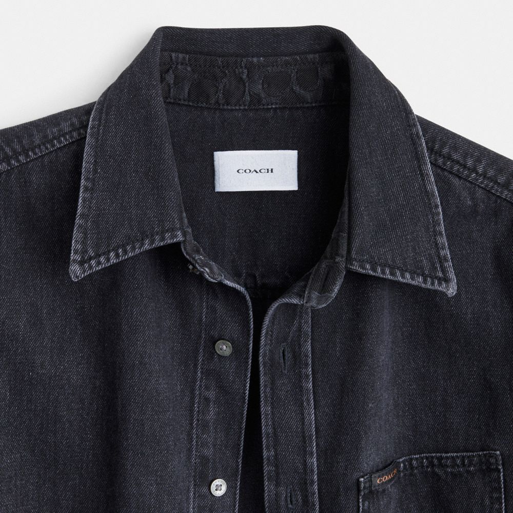 Camiseta Coach Black Denim Shirt In Organic Cotton Hombre Negras | CL_CH92118