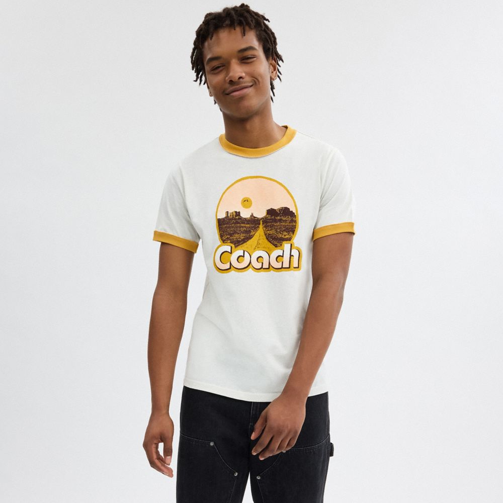 Camiseta Coach Roadside Ringer Hombre Blancas | CL_CH58794