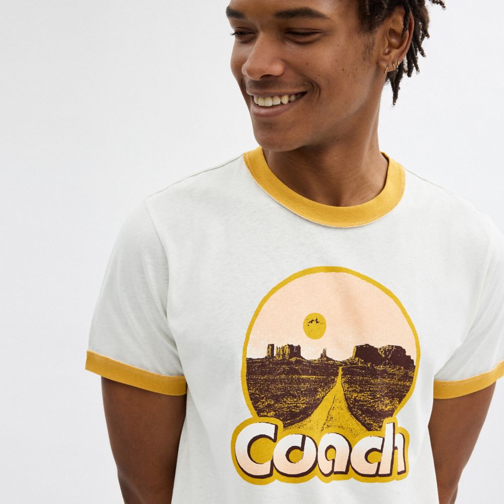 Camiseta Coach Roadside Ringer Hombre Blancas | CL_CH58794