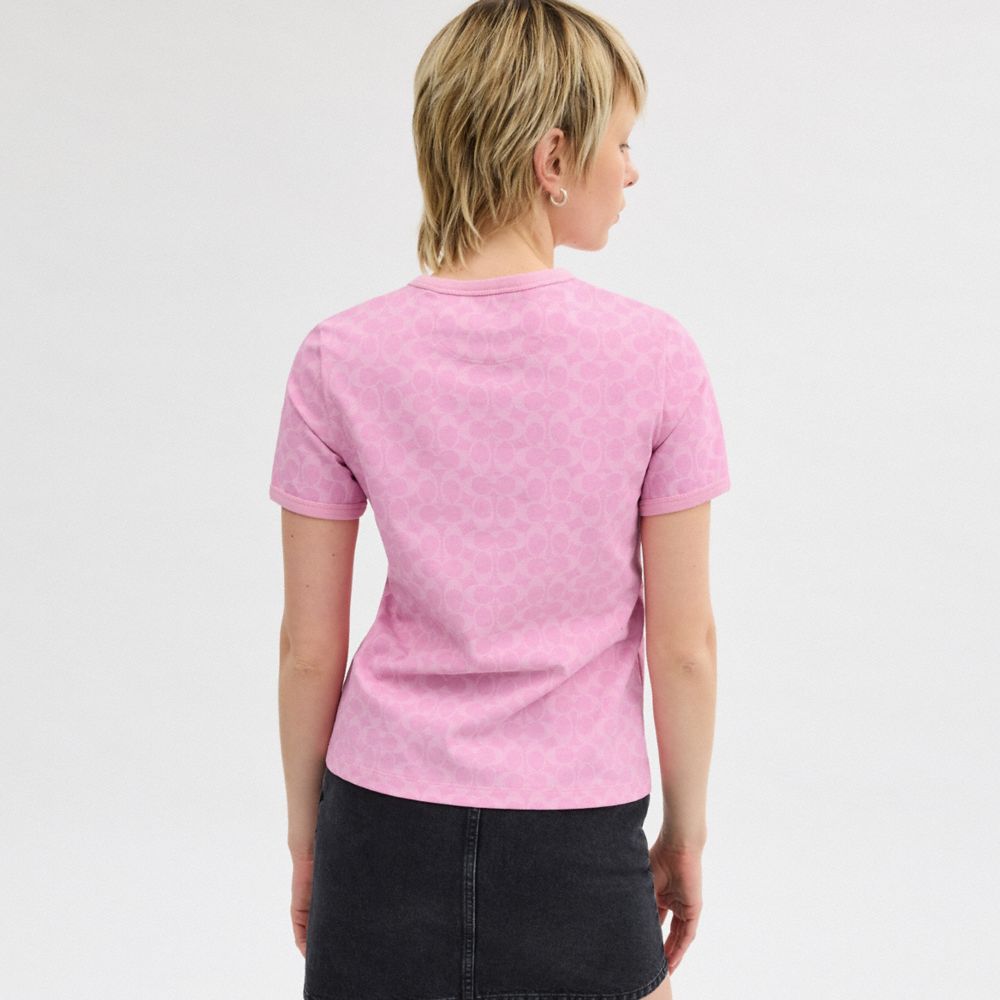 Camiseta Coach Signature Ringer In Organic Cotton Signature Mujer Rosas | CL_CH16199